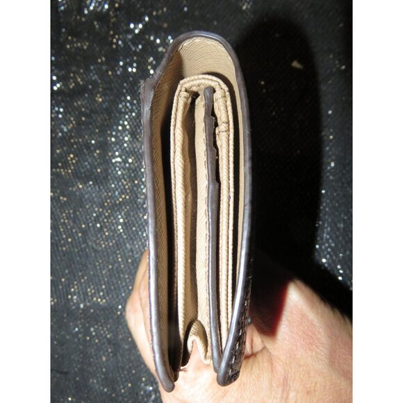 BOGO Michael Kors Bedford Carryall Card Case Brown Pebble Leather compact Wallet - Picture 3 of 9